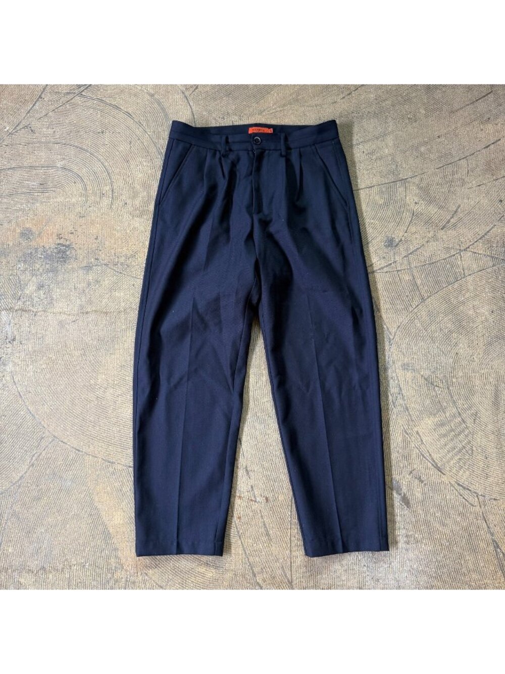 Barena Pleated Herringbone Twill Virgin Wool Trousers in Navy Blue Size 48